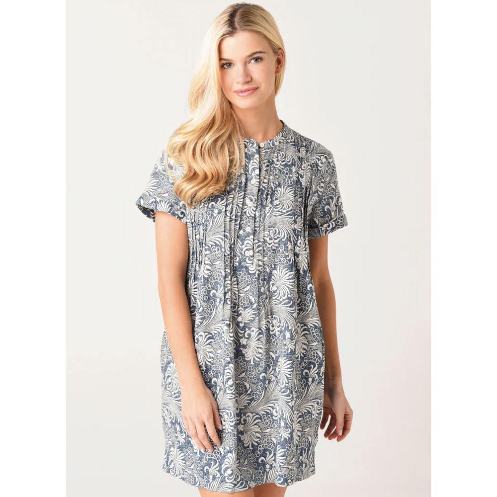 Faherty Women's Gemina Indigo Echo Floral Dress Size XS
